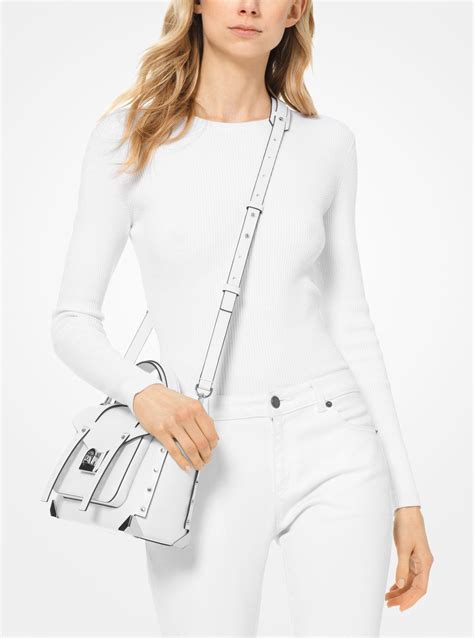 michael kors manhattan medium white|Michael Kors manhattan satchel.